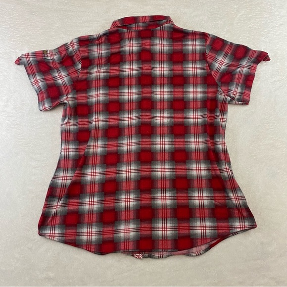 Tattoo Women's Red White Plaid Button Up Short Sleeve Size XL - Picture 8 of 12
